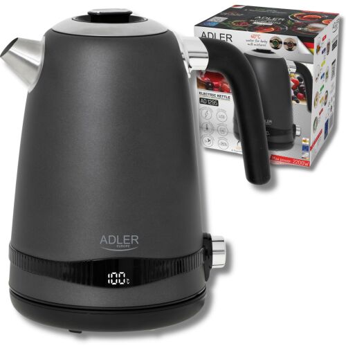 AD 1295 szürke 1,7 literes fém vízforraló LCD kijelzővel és hőmérséklet-szabályozással 146812411