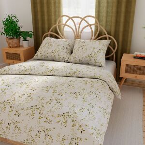 ORLINA ágyneműgarnitúra 160x200 cm - szatén pamut, fehér, növényi minta 146813400 - Ágynemű - ifjúsági és felnőtt