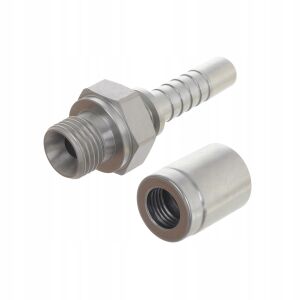 Zakucie + Tuleja do węża ciśnieniowego - G1/4 M DN6 | Wtyk męski 1/4" | Tulejka stalowa 12,3 x 16 x 27 mm | Do myjek ciśnieniowych | Dla dysz kanali.