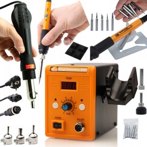Rosfix Rosfix 858D forrólevegős forrasztóállomás + 8 az 1-ben precíziós forrasztópáka potenciométerrel, Rosfix Orange Pitbull OP60W elektromos S sorozat 146814222 - Szerszámgép