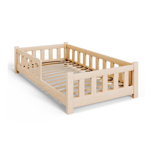 PINI pat pentru copii 160x80 scăzut din lemn nevopsit - Natural 146814601