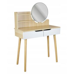 Kozmetická toaletka so zrkadlom - SCANDI biela / buk