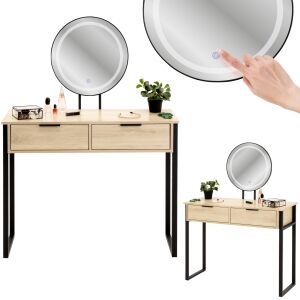 Toaletka kosmetyczna LOFT z lustrem LED do makijażu z oświetleniem szuflady 146814789 - Meble do sypialni