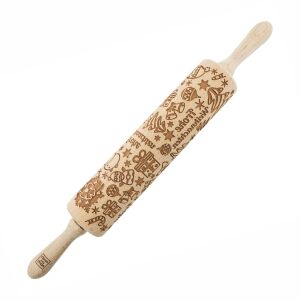 MoodForWood fa sodrófa, gravírozott, 43 cm fogantyúkkal, sütéshez tökéletes - Frohe Weihnachten minta 146817043 - Sodrófa & Nyújtófa