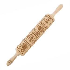 MoodForWood Fa Sodrófa, Gravírozott, 43 cm Fogantyúkkal, Sütéshez Tökéletes - Szerelmesek Mintája 146817314 - Sodrófa & Nyújtófa