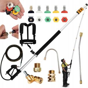 Teleszkópos lándzsa magasnyomású mosóhoz 1,5m-7,3m Karcher HD HDS 4000 PSI övvel és fúvókákkal