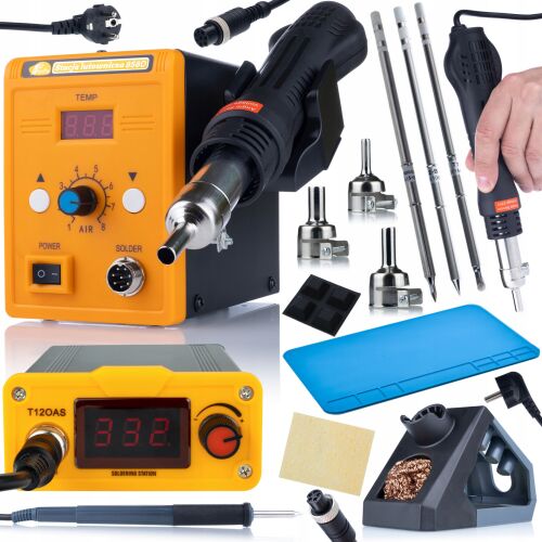 Orange Akbash Standard T12OAS forrasztóállomás készlet + Hot-Air 858D + T12-IL T12-B T12-BC4 forrasztóhegyek + Szilikon forrasztópárna 146820446