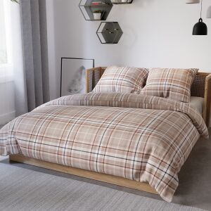 SAVANA Szatén Ágyneműhuzat - Bézs Kockás - 160x200cm 146820651 - Ágynemű - ifjúsági és felnőtt