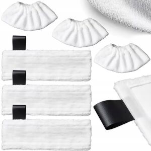 Zestaw ściereczek do parownicy Karcher SC | 3x pad podłogowy + 3x nakładka ręczna | Zamiennik | System EasyFix | Mikrofibra 146821057 - Gőztisztító kiegészítő