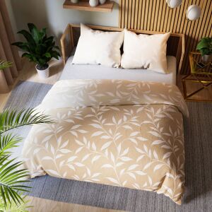 IRMA ágyneműgarnitúra 160x200 cm - szatén pamut, bézs, növényi minta 146821191 - Ágynemű - ifjúsági és felnőtt