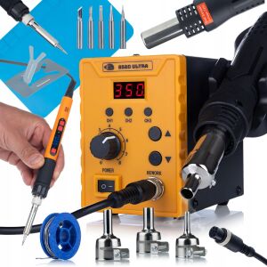 Rosfix 858D ULTRA Hot Air + Lutownica 80W LCD + Mata silikonowa 30x20cm | Zestaw do lutowania | 700W | 180-500°C | 3 pamięci | ESD 146821863 - Szerszámgép