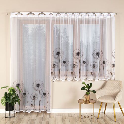 PITYPANGOK - Készre varrt jacquard függöny egyenes szegéllyel - 140x240 cm - fehér