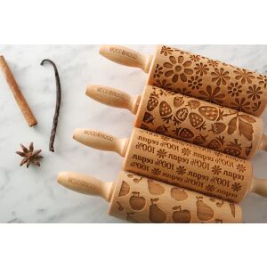 MoodForWood fa sodrófa 25 cm fogantyúkkal, 4 darabos készlet, gravírozott, sütéshez tökéletes - vegán készlet minta 146826041 - Sodrófa & Nyújtófa