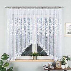 IWONA - Készre varrt jacquard függöny alul kivágással - 400x160 cm - fehér 146826346 - Függöny