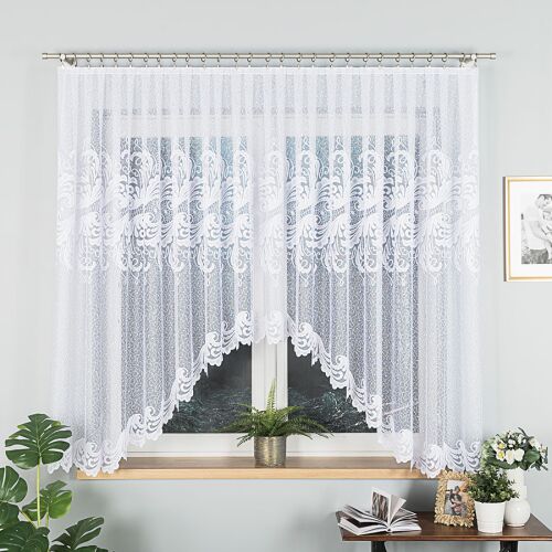 IWONA - Készre varrt jacquard függöny alul kivágással - 400x160 cm - fehér