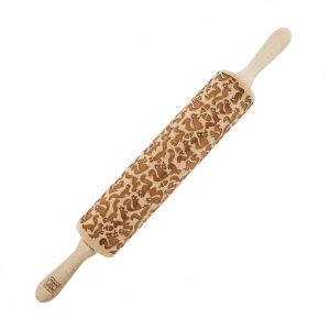 MoodForWood Fa Sodrófa, Gravírozott, 43 cm Fogantyúkkal, Sütéshez Tökéletes - Mókus Minta 146826402 - Sodrófa & Nyújtófa