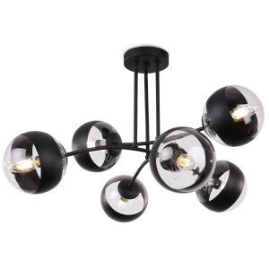 TOLEDO FEKETE MENNYEZETI LÁMPA 6 LAPOS FEKETE LÁMPABÚRÁVAL E14 146826487 - Lámpa & Világítás