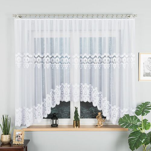 DARIA - Készre varrt jacquard függöny alul kivágással - 400x160 cm - fehér