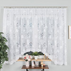 RENATA - Készre varrt jacquard függöny alul kivágással - 400x175 cm - fehér 146827906 - Függöny