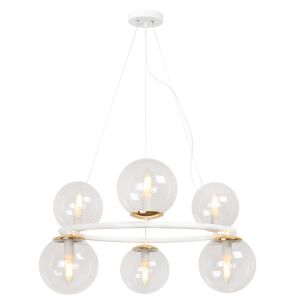 AURA FEHÉR-ARANY FÜGGŐLÁMPA 6 LAPOS, LÁMPABURNYÓMENTES E14 146830330 - Lámpa & Világítás