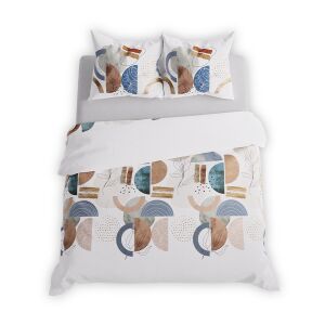 FABIOLA Pamutszatén Ágyneműgarnitúra - Geometrikus Minták, Bézs, Sötétkék, Barna - 220x200cm 146830470 - Ágynemű - ifjúsági és felnőtt