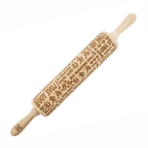 MoodForWood fa sodrófa, gravírozott, 43 cm fogantyúkkal, sütéshez tökéletes - Kocham minta 146830879