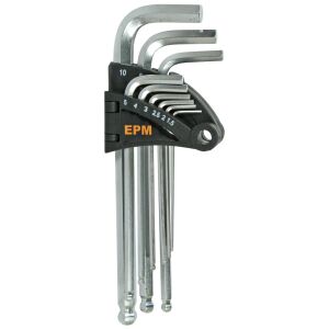 L TÍPUSÚ IMBUSZKULCSKÉSZLET, 9 RÉSZES, RÖVID GÖMBVEL - E-400-2580