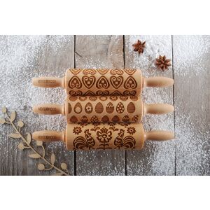 MoodForWood Fa Sodrófa 25 cm Fogantyúkkal, 3 Darabos Készlet, Gravírozott, Sütéshez Tökéletes - Húsvéti Minta 146831411 - Sodrófa & Nyújtófa