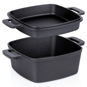 Öntöttvas edény, sütőedény, serpenyő, 2 az 1-ben, 25 cm