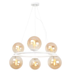 FEHÉR AURA FÜGGŐLÁMPA 6 IZZÓS MÉZSZÍNŰ LÁMPABÚRA E14 146832691 - Lámpa & Világítás