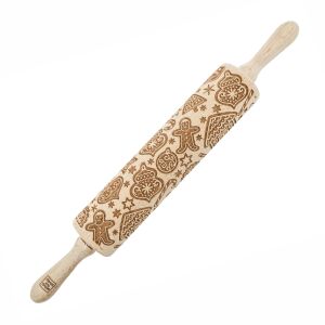 MoodForWood Fa Sodrófa, Gravírozott, 43 cm Fogantyúkkal, Sütéshez Tökéletes - Mézeskalács Minta 146833022 - Sodrófa & Nyújtófa