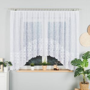 KINGA - Készre varrt jacquard függöny alul kivágással - 400x160 cm - fehér 146834752 - Függöny