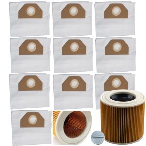 10 darabos porzsák + szűrő készlet Karcher WD3, WD2 porszívókhoz