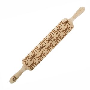 MoodForWood fa sodrófa, gravírozott, 43 cm fogantyúkkal, sütéshez tökéletes - szitakötő minta 146835349 - Sodrófa & Nyújtófa