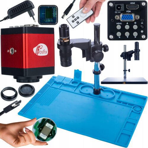 Rosfix Earth Pro digitális mikroszkóp MCEP-0.5X + Draco RED PRO KMDRP-HDMI-VGA 2mp kamera + szilikon alátét (vas talp) 480x320mm