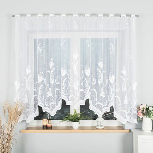 JULIANNA - Készre varrt jacquard függöny alul kivágással - 300x160 cm - fehér 146837219