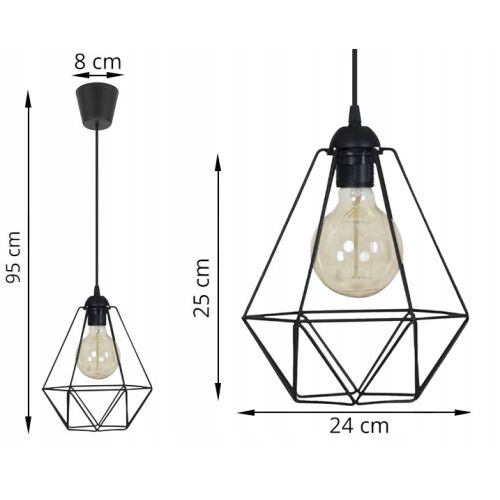DIAMOND LOFT Edison drótos mennyezeti lámpa méretekkel - Mennyezeti lámpa