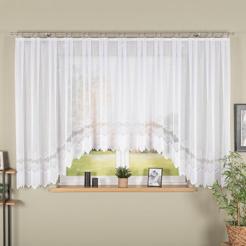 MODESTA - Készre varrt jacquard függöny alul kivágással - 400x160 cm - fehér 146837421