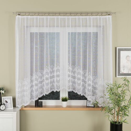 ESMERALDA - Készre varrt jacquard függöny alul kivágással - 310x160 cm - fehér 146837478