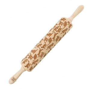 MoodForWood Fa Sodrófa, Gravírozott, 43 cm Fogantyúkkal, Sütéshez Tökéletes - Macskák Minta 146837678 - Sodrófa & Nyújtófa