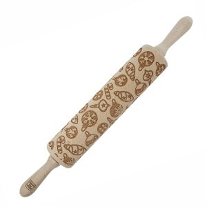 MoodForWood Fa Sodrófa, Gravírozott, 43 cm Fogantyúkkal, Sütéshez Tökéletes - Karácsonyfa Díszek Minta 146837884 - Sodrófa & Nyújtófa