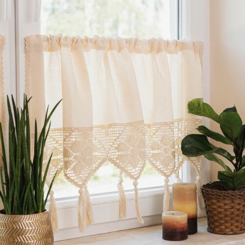 RACHELA - Készre varrt függöny áttört mintával - 100x75 cm - krémszínű