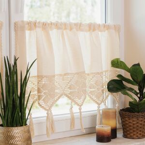 RACHELA - Készre varrt függöny áttört mintával - 100x75 cm - krémszínű 146837921 - Függöny