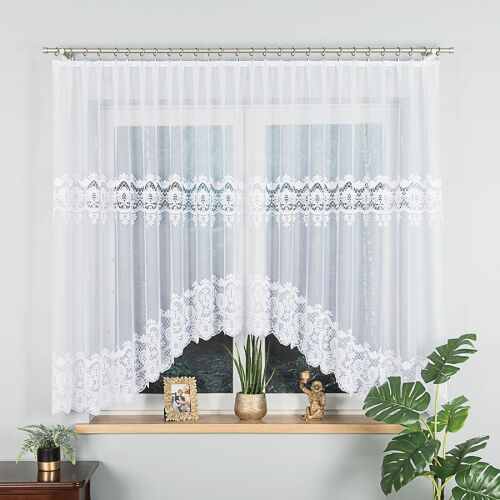 DARIA - Készre varrt jacquard függöny alul kivágással - 300x160 cm - fehér 146839575