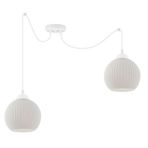 Függesztett lámpa, pók alakú, fehér, 2 lapos fehér lámpaernyővel, gömb alakú, E27 146839928 - Lámpa & Világítás