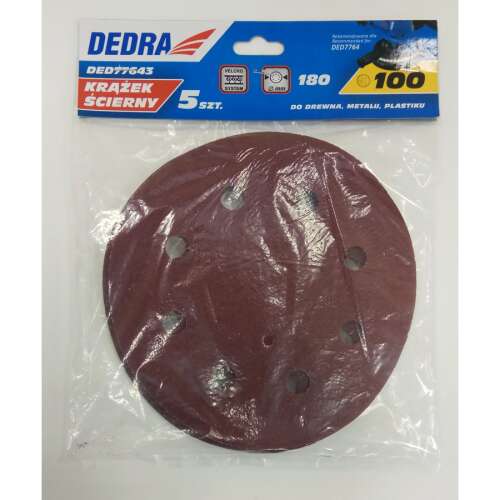 Dedra 180mm csiszolókorong, 100-as szemcseméret, 5 db-os csomag - Dedra