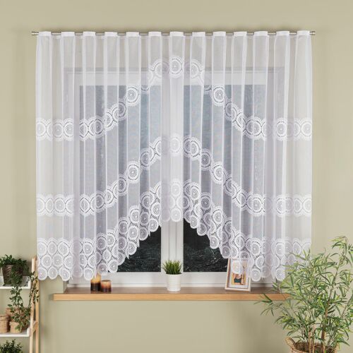 MALWINA - Készre varrt jacquard függöny alul kivágással - 410x160 cm - fehér 146841665