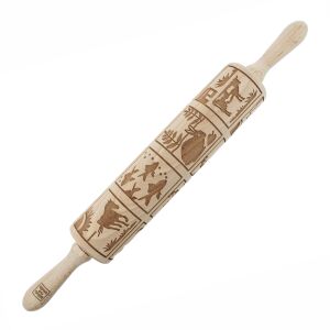 MoodForWood Fa Sodrófa, Gravírozott, 43 cm Fogantyúkkal, Sütéshez Tökéletes - Állatminta 146843154 - Sodrófa & Nyújtófa
