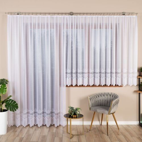 MODESTA - Készre varrt jacquard függöny egyenes szegéllyel - 300x250 cm - fehér 146843899
