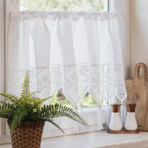 RACHELA - Készre varrt függöny áttört mintával - 200x45 cm - fehér 146843928 - Függöny